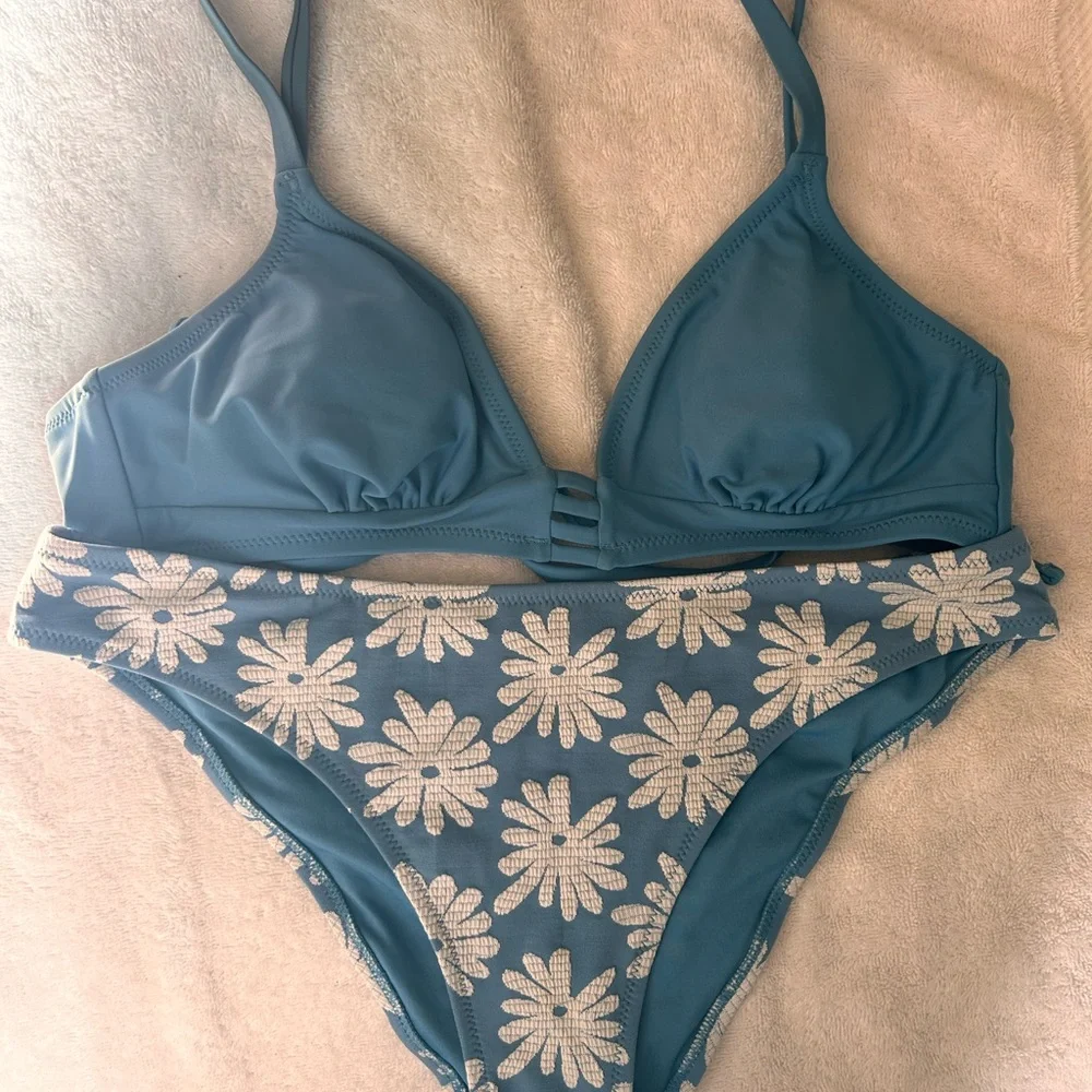 Orange floral binki/ blue floral bikini - Picture 2 of 2